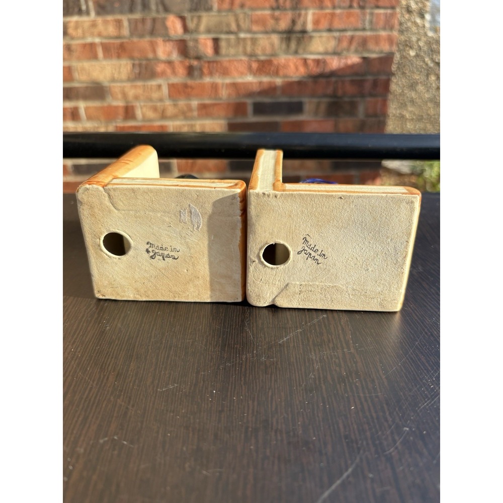 Vintage Ceramic Pair Bookends Seated Man on Books w/ pipe Figurine 50s Japan - Picture 6 of 6